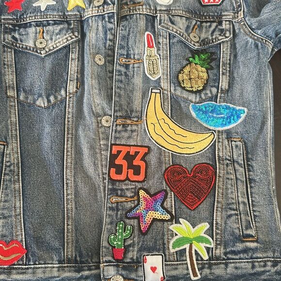 Sunset + Spring Patched Denim Jacket-Womens Size Small - Picture 12 of 13